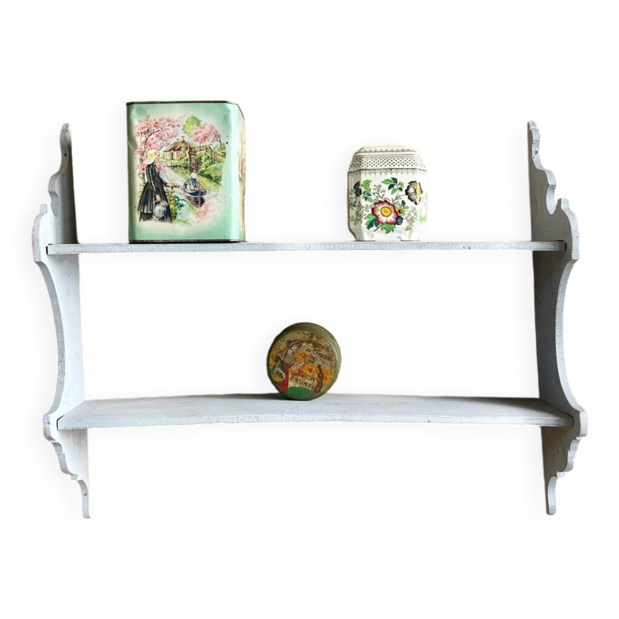 Étagère ancienne en bois patiné