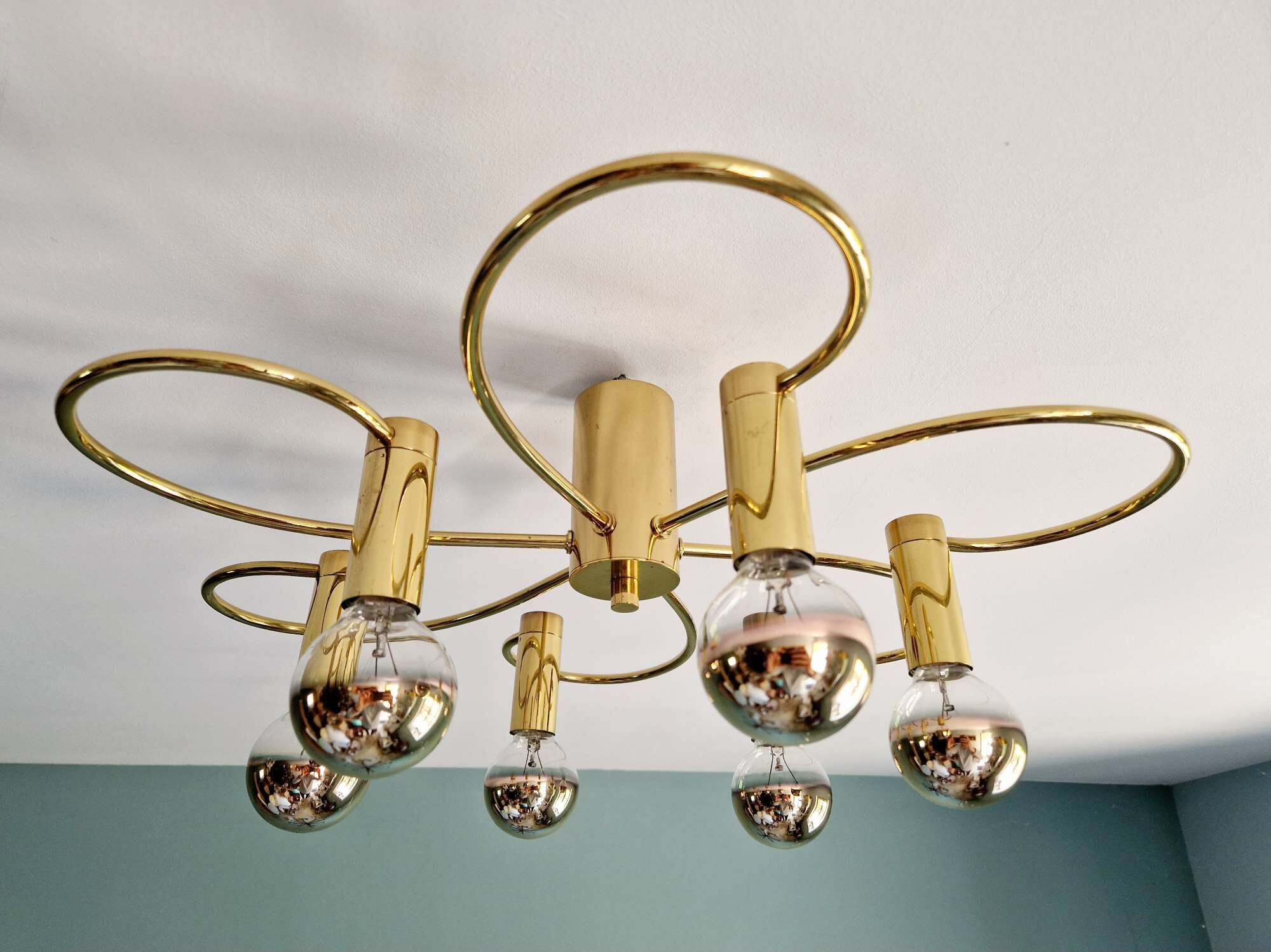 Design ceiling light in brass, Cosack Leuchten, 1970
