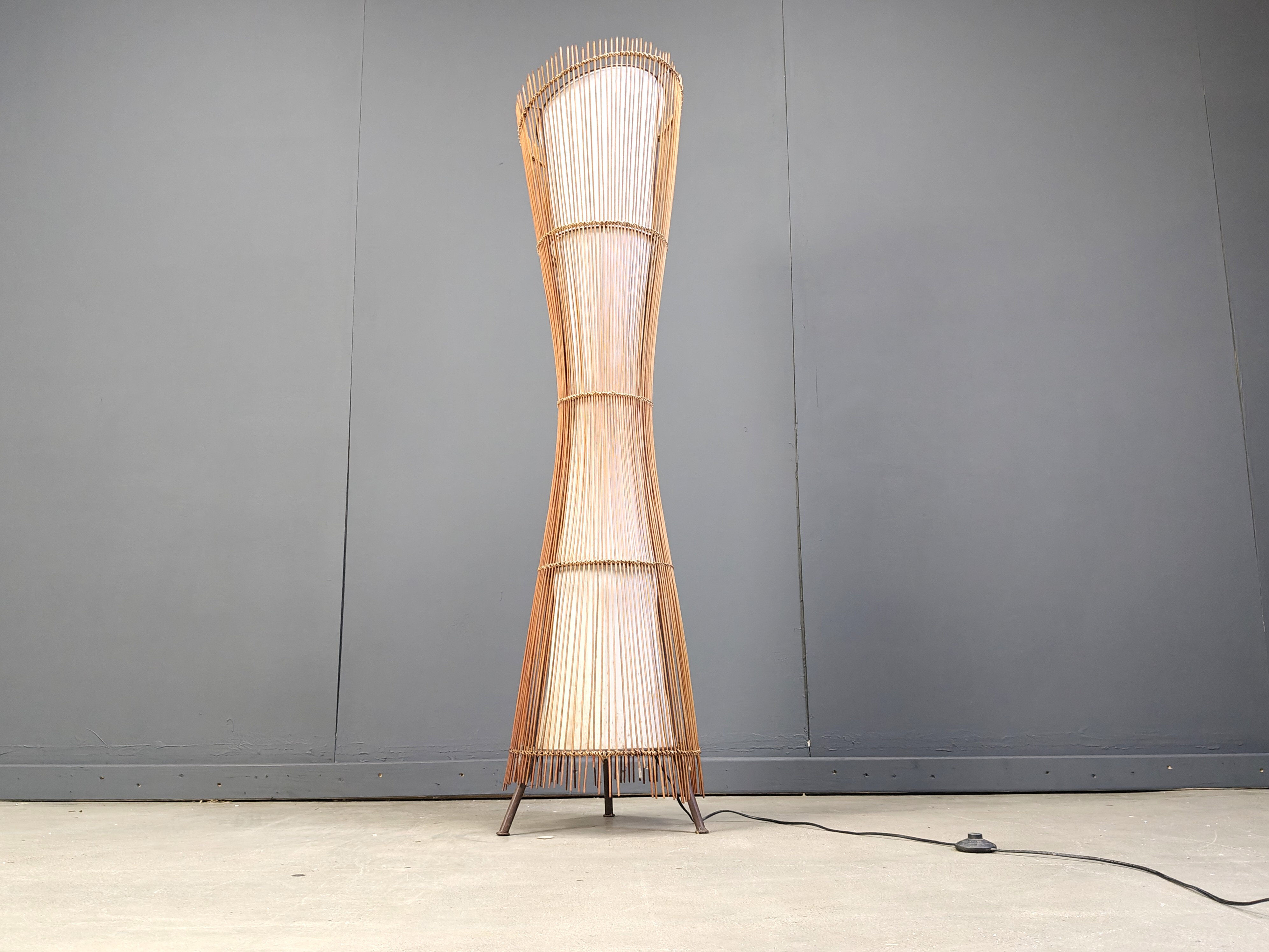 Vintage Italian bamboo floor lamp, 1960s
