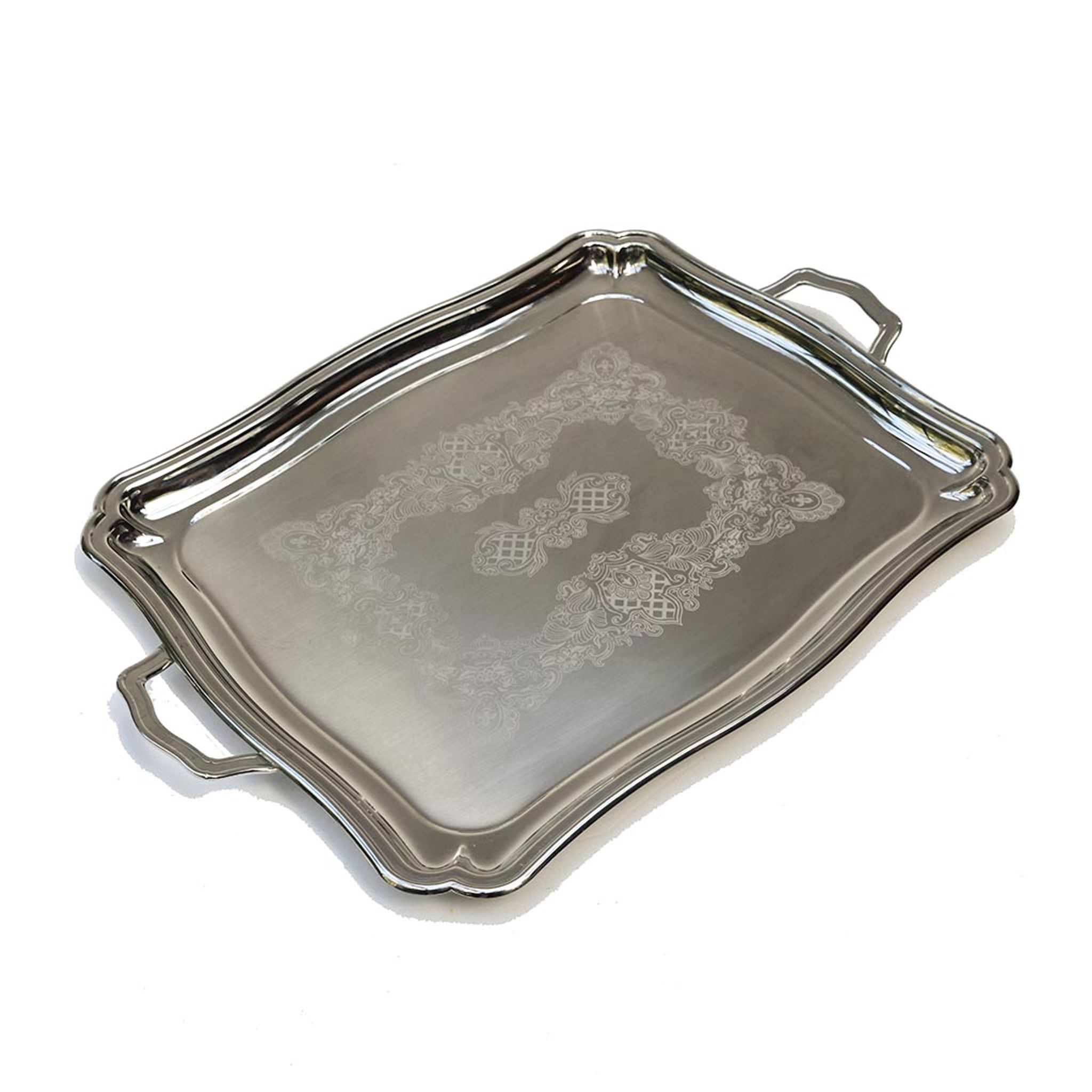 Jean Couzon tray in arabesque grey stainless metal