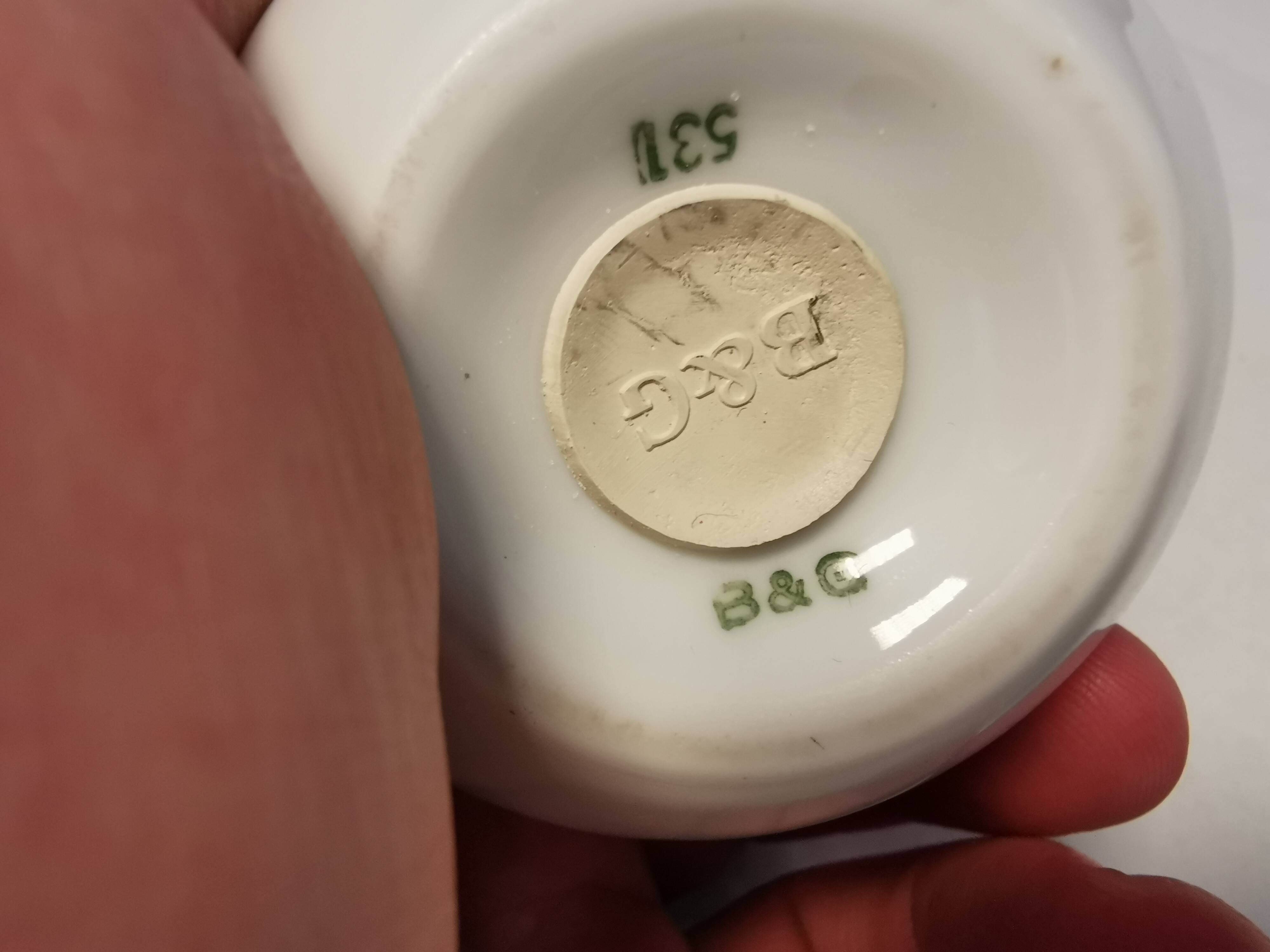 Bing and Grondahl (B&G) Salt and Pepper set No 531/541 model Casablanca estimated 1950s Denmark.