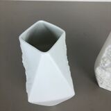 Set of 2 Original OP Art Biscuit Porcelain Vases by AK Kaiser, Germany, 1970s