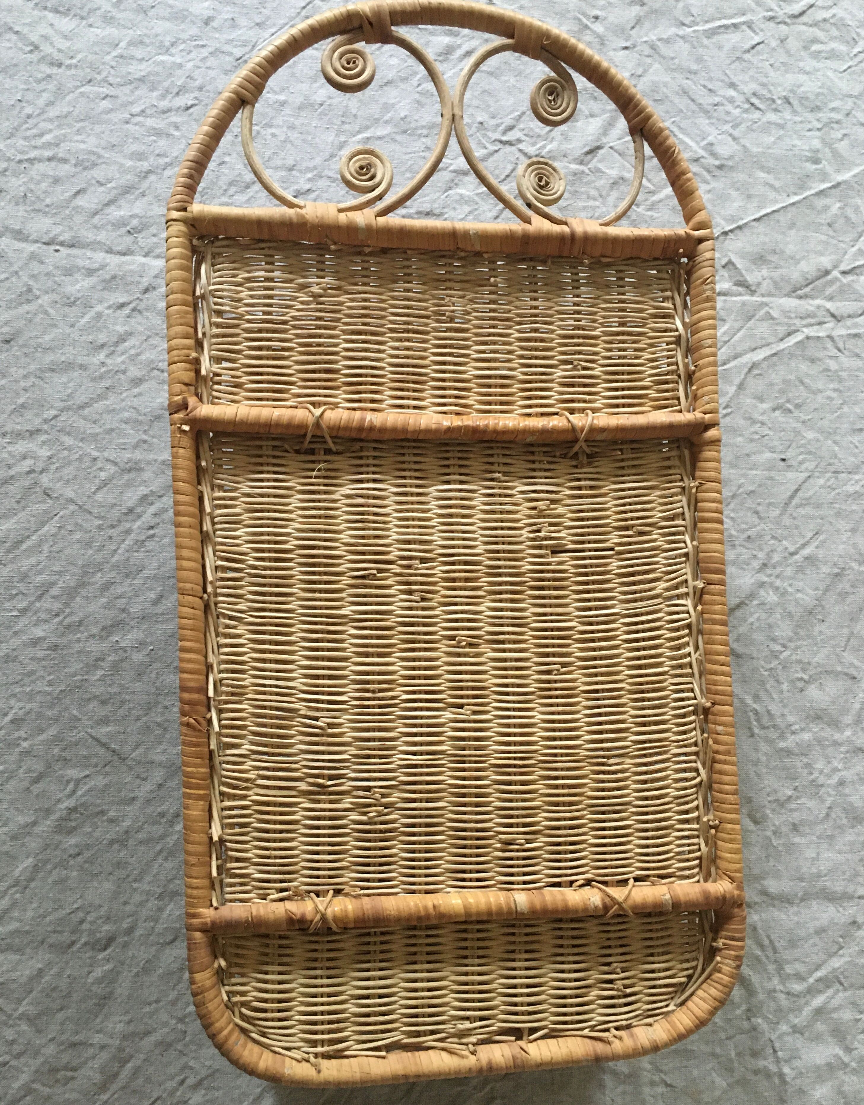 Natural rattan wall shelf