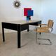 Italian design postmodern desk in metal and vintage 80s travertine top