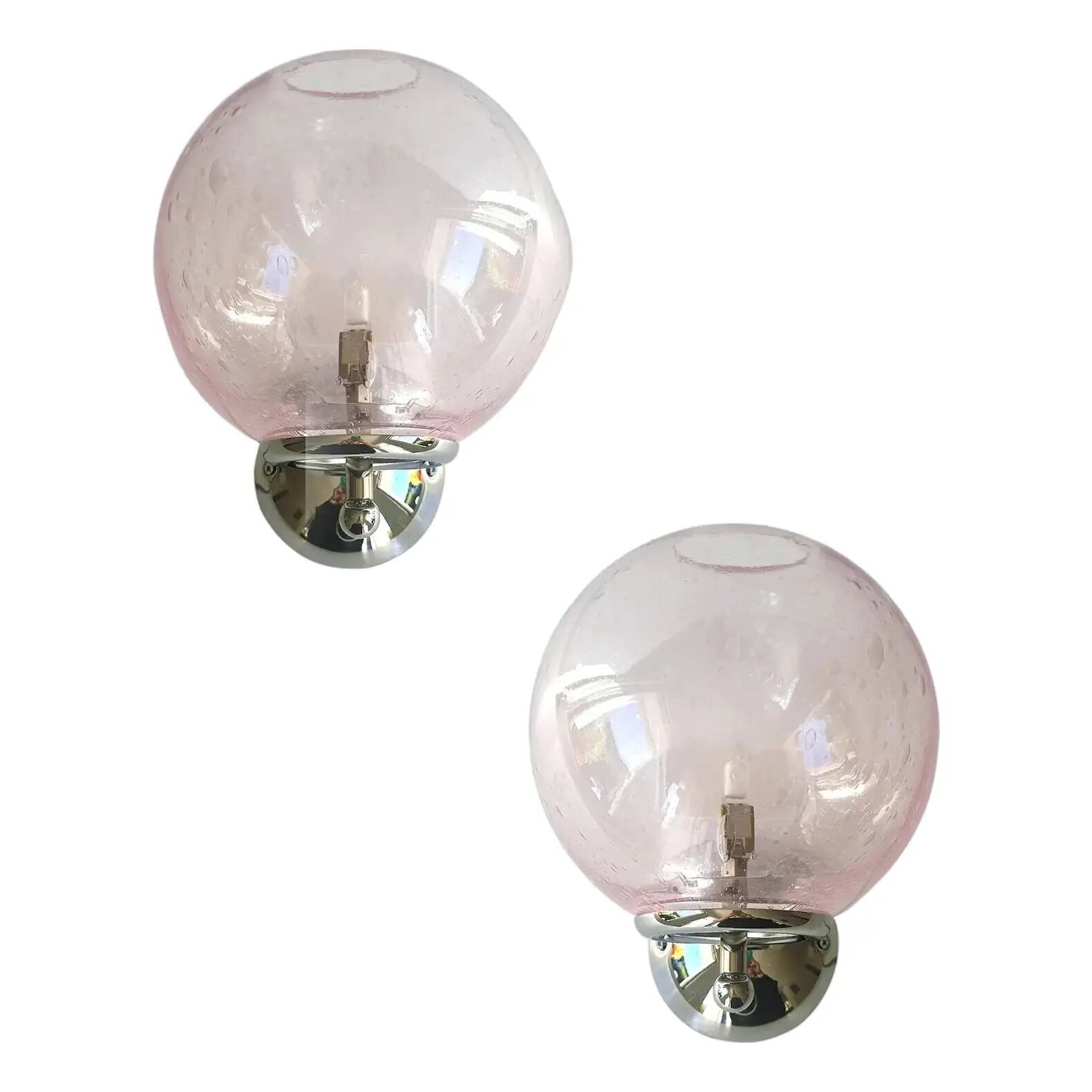 Pink Pulegoso Murano Glass Wall Sconces by Simoeng, Set of 2