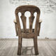 Dutch brutalist solid oak armchair with reupholstered leather seat, 1970s