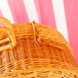Round wicker suitcase