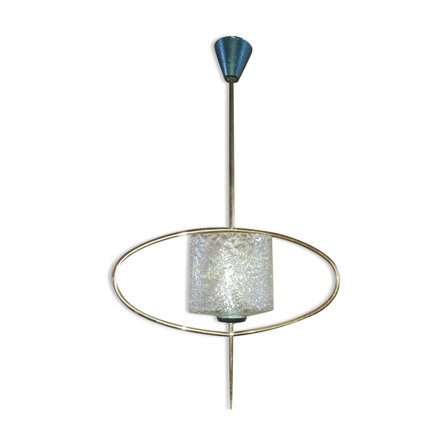 Glass chandelier and gilded metal 50s