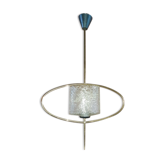 Lustre en verre et metal doré  années 50