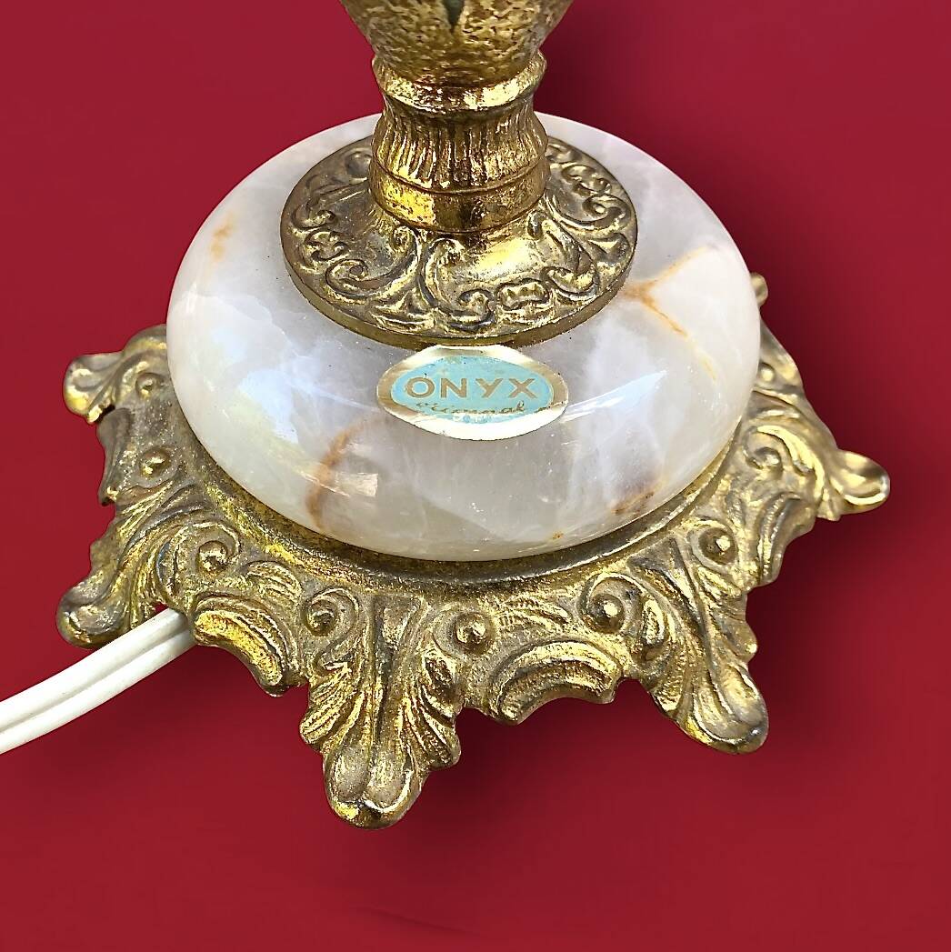 Antique lamp base in gilded brass and onyx – H26 cm – 1960s