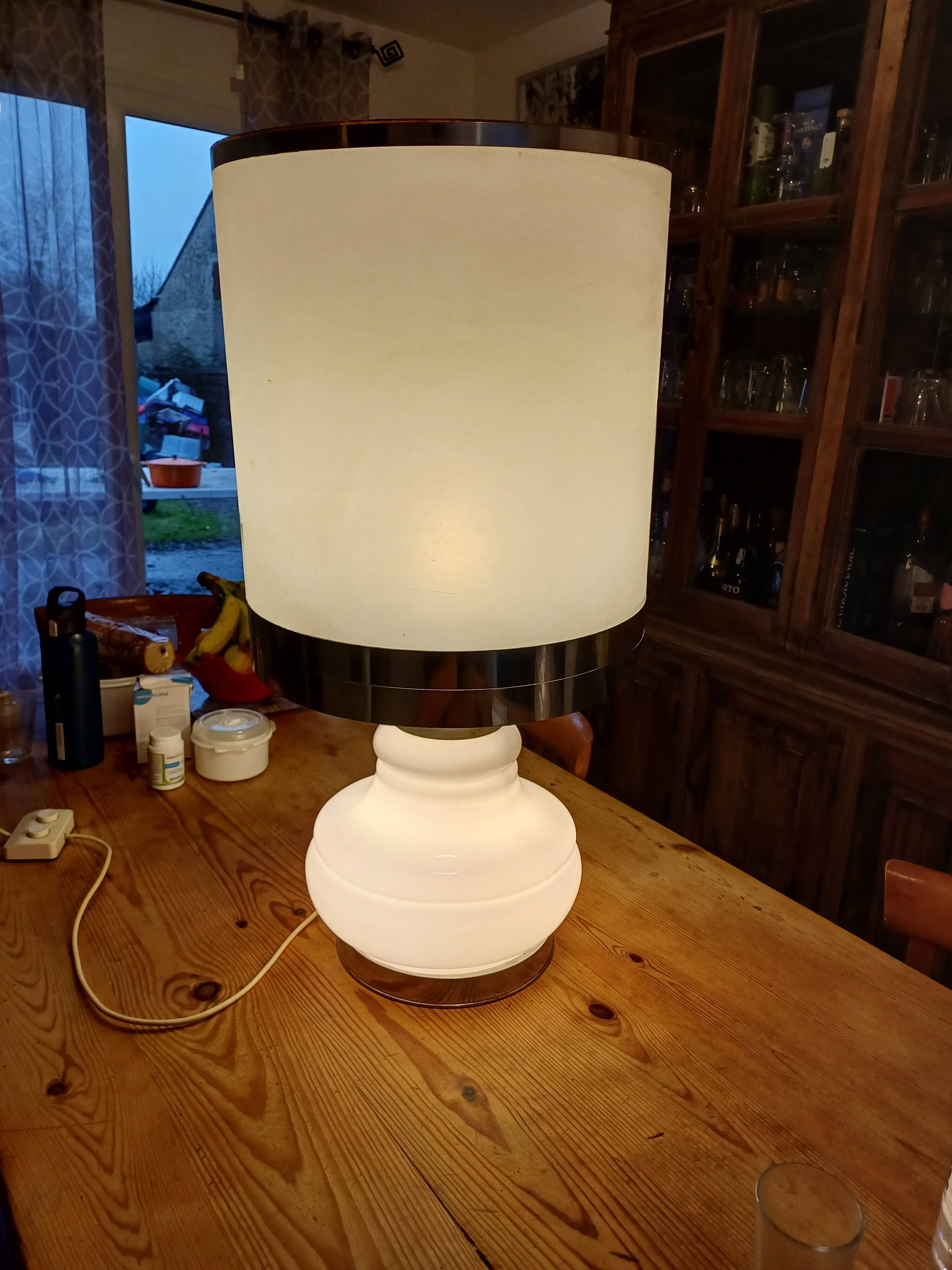 Vintage 1970s White Opaline Lamp