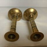 Pair of small two-tone brass candlesticks