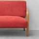 Vintage 2-seater sofa – in wood and red fabric, 1960s modernist