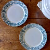 2 flat old plates (ø 25 cm) earthenware terre de fer creil montereau massena