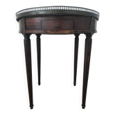 Table bouillotte de style Louis XVI, plateau en marbre blanc