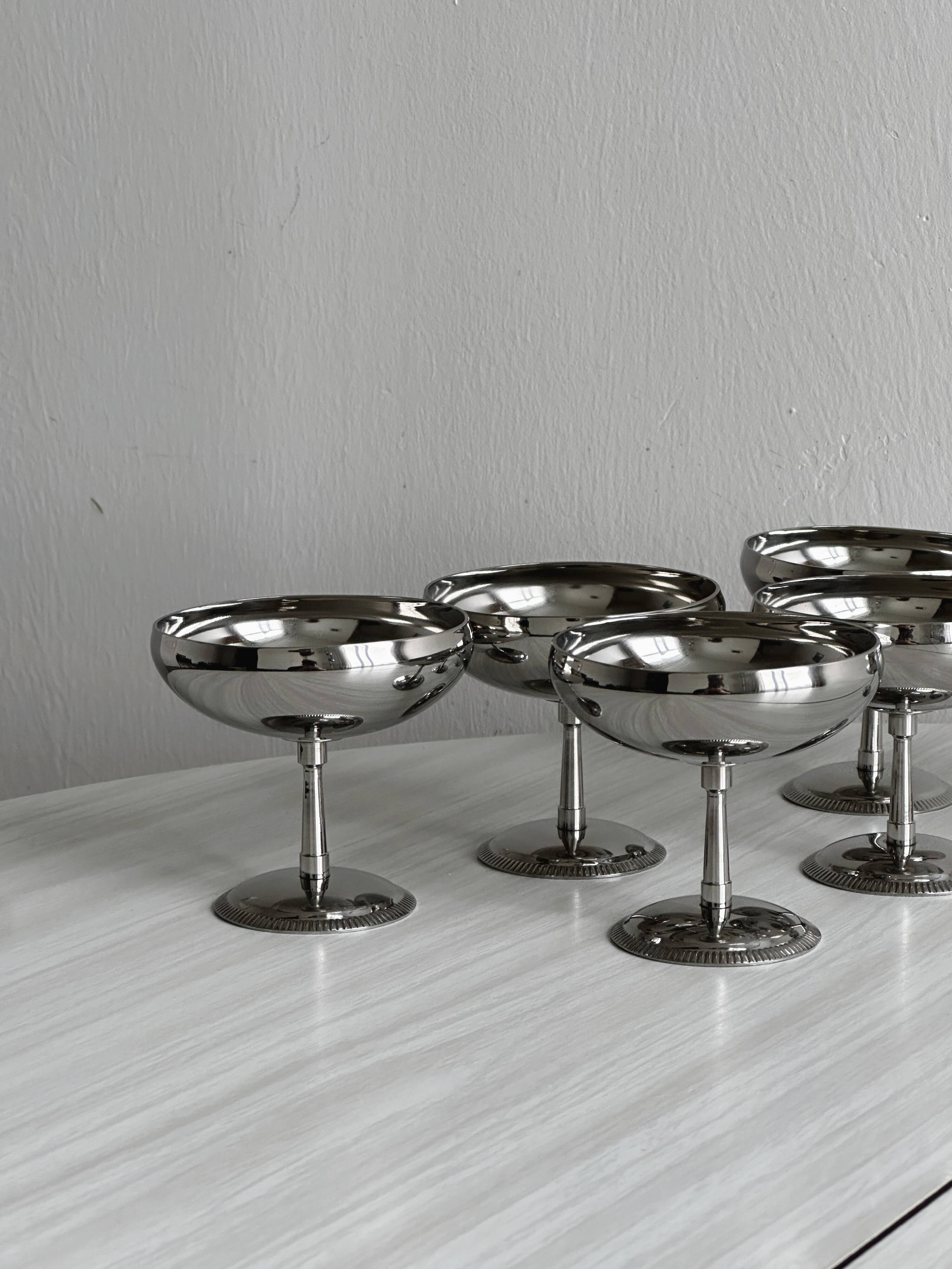 6 stainless steel footed bowls, Letang Remy style
