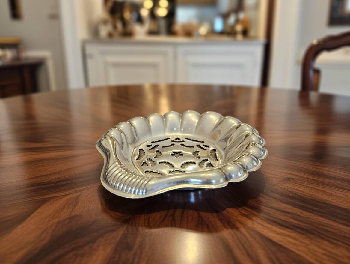 Silver scallop shell butter dish.
