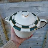 Salins green check porcelain tea set