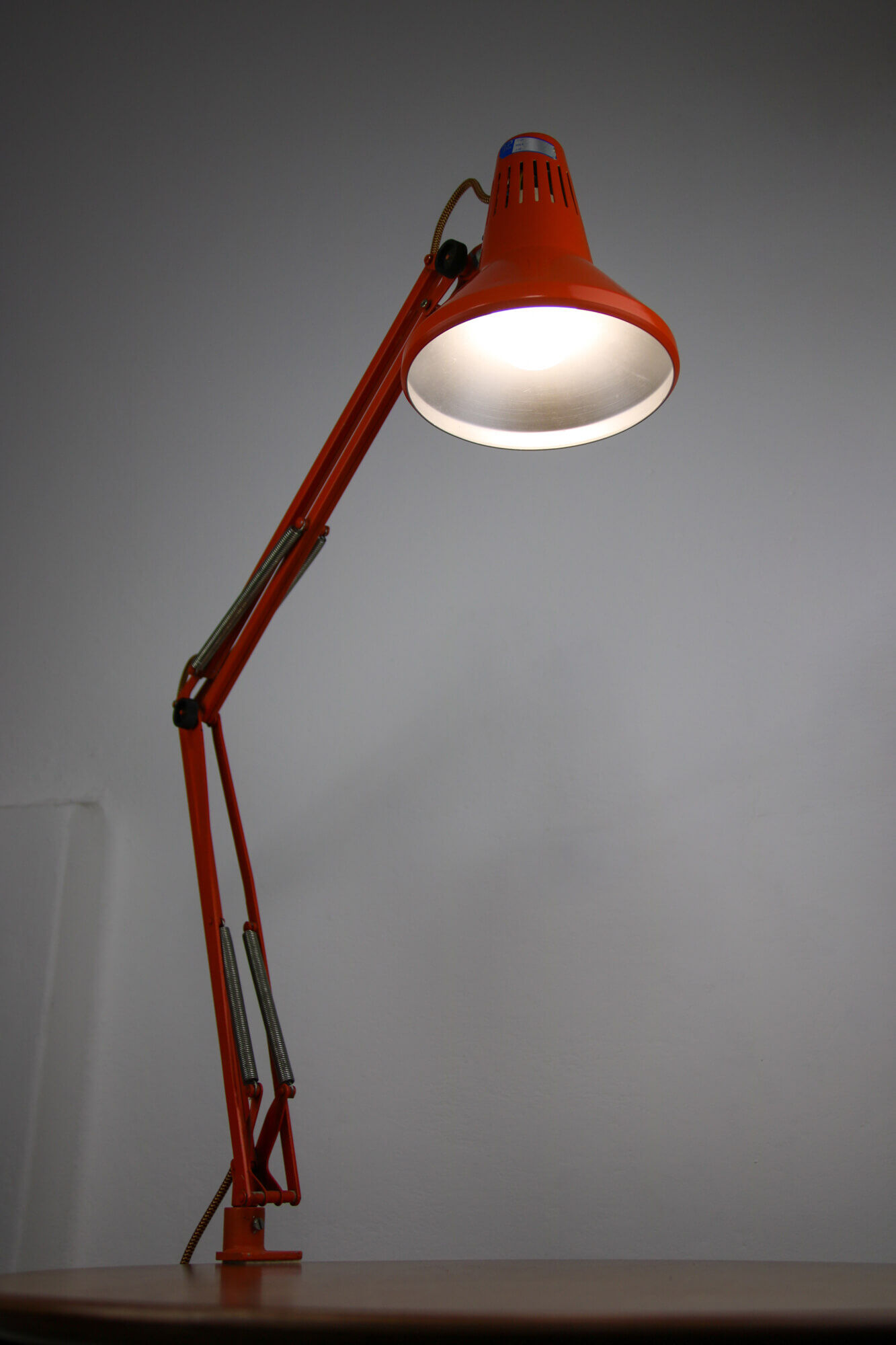 Orange adjustable achitect table lamp by tep, 1970s