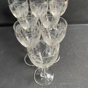 8 guilloché footed glasses – Art Nouveau