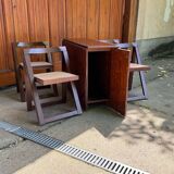 Vintage folding chairs and drop-leaf dining table, 1960s, set of 5