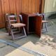 Vintage folding chairs and drop-leaf dining table, 1960s, set of 5