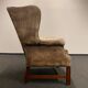 Xixth century  english georgian cigar leather wingback library chairs