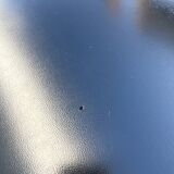 Set of 4 Scandinavian chairs in light wood and black faux leather – vintage