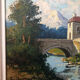 Oil painting on canvas s. audrey riverside + wood frame #a218