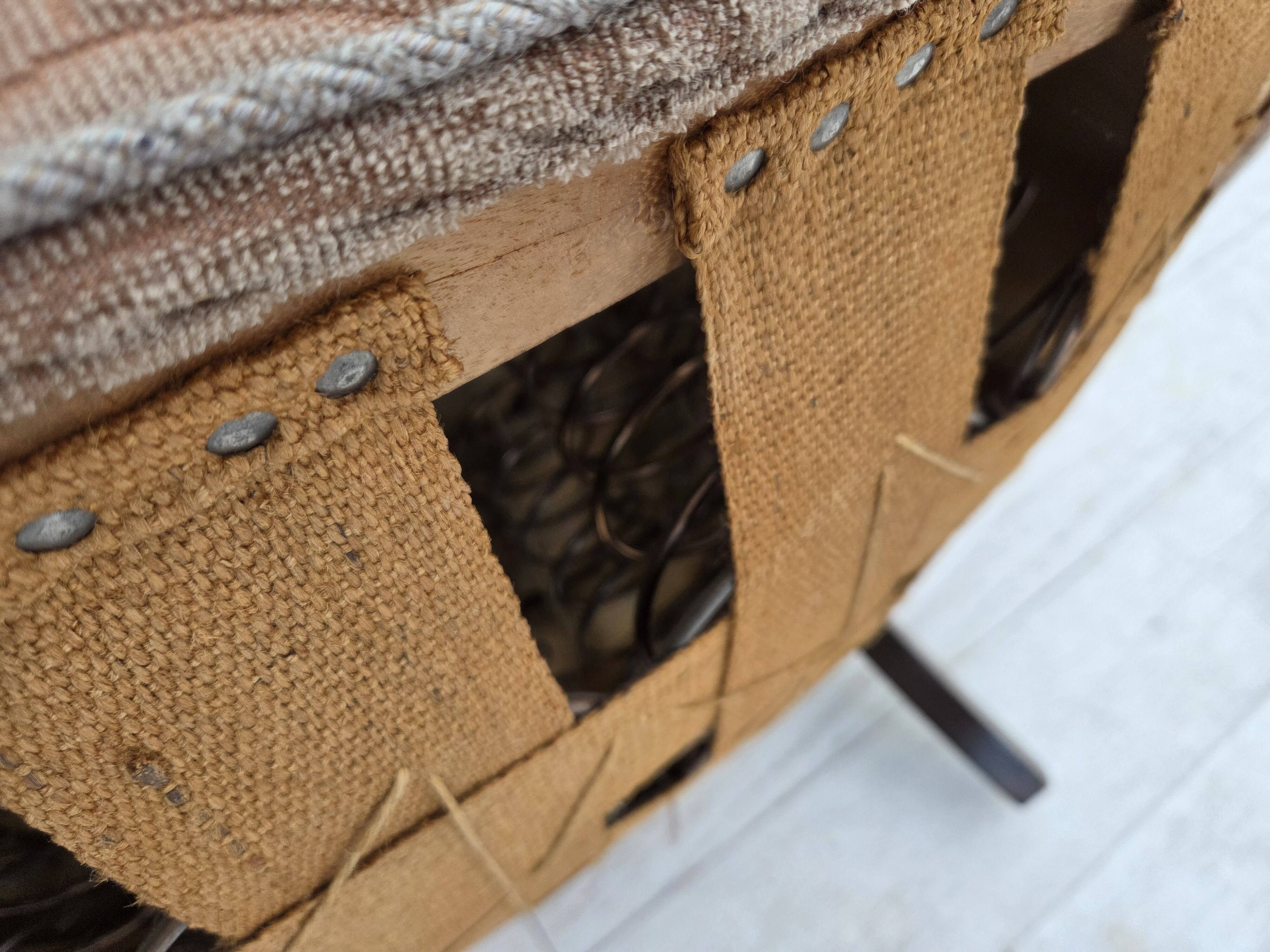 1960s, Danish armchair, blend wool fabric, beech wood.