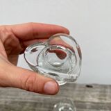 Pair of vintage glass heart candle holders
