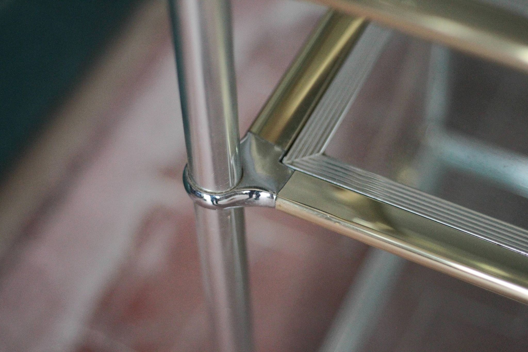 Vintage rolling dessert bar in gold metal and glass by Roche Bobois.