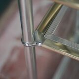 Vintage rolling dessert bar in gold metal and glass by Roche Bobois.