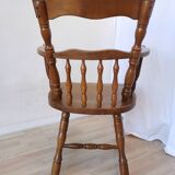 Vintage Beech Wood Windsor Dining Chair - 1970s Captains Armchair