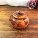 Handmade wooden box brown copper polychrome vintage