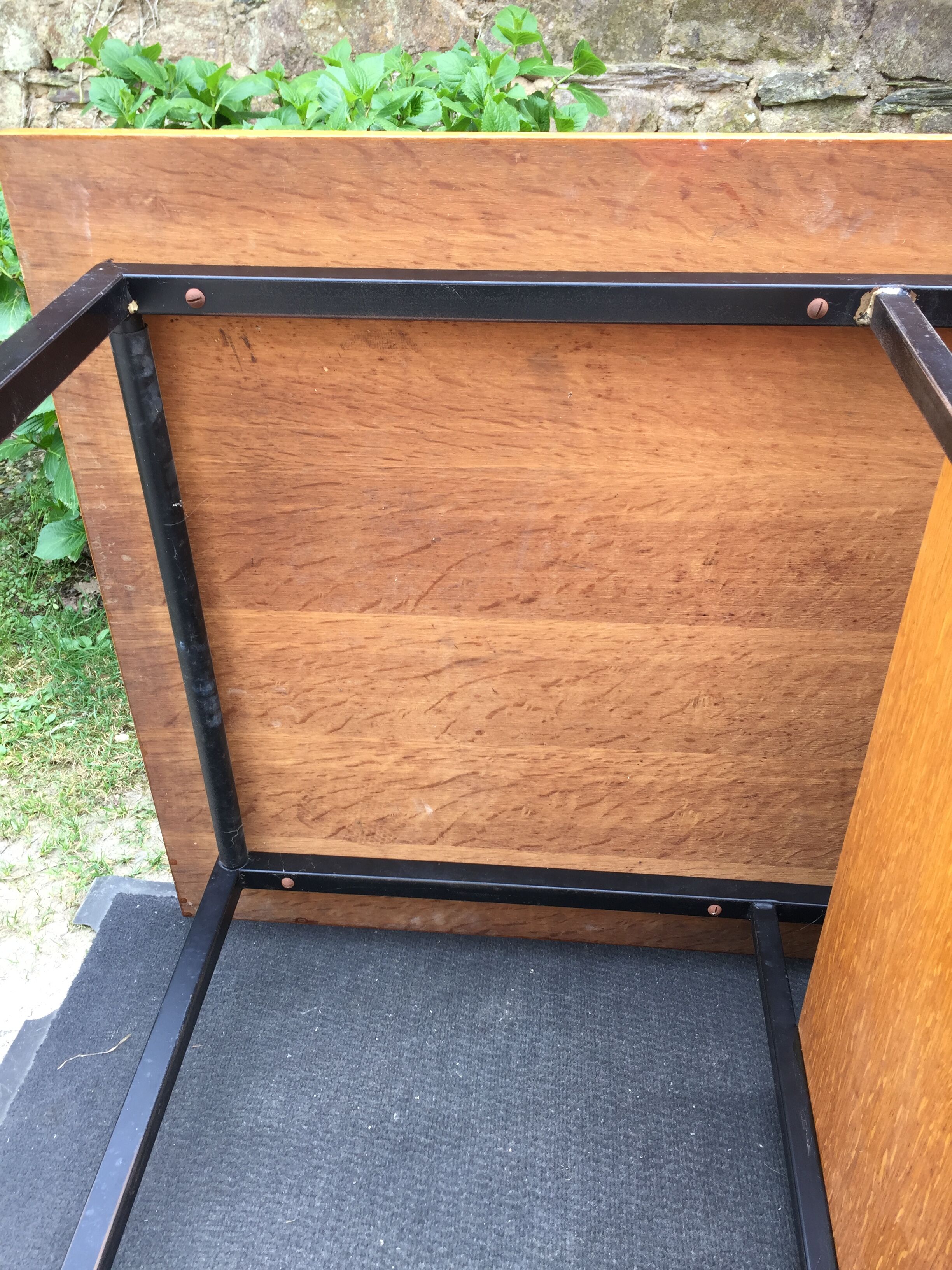 Vintage modernist office in oak and metal tubular base