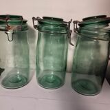 Lot 3 ideal green glass jars