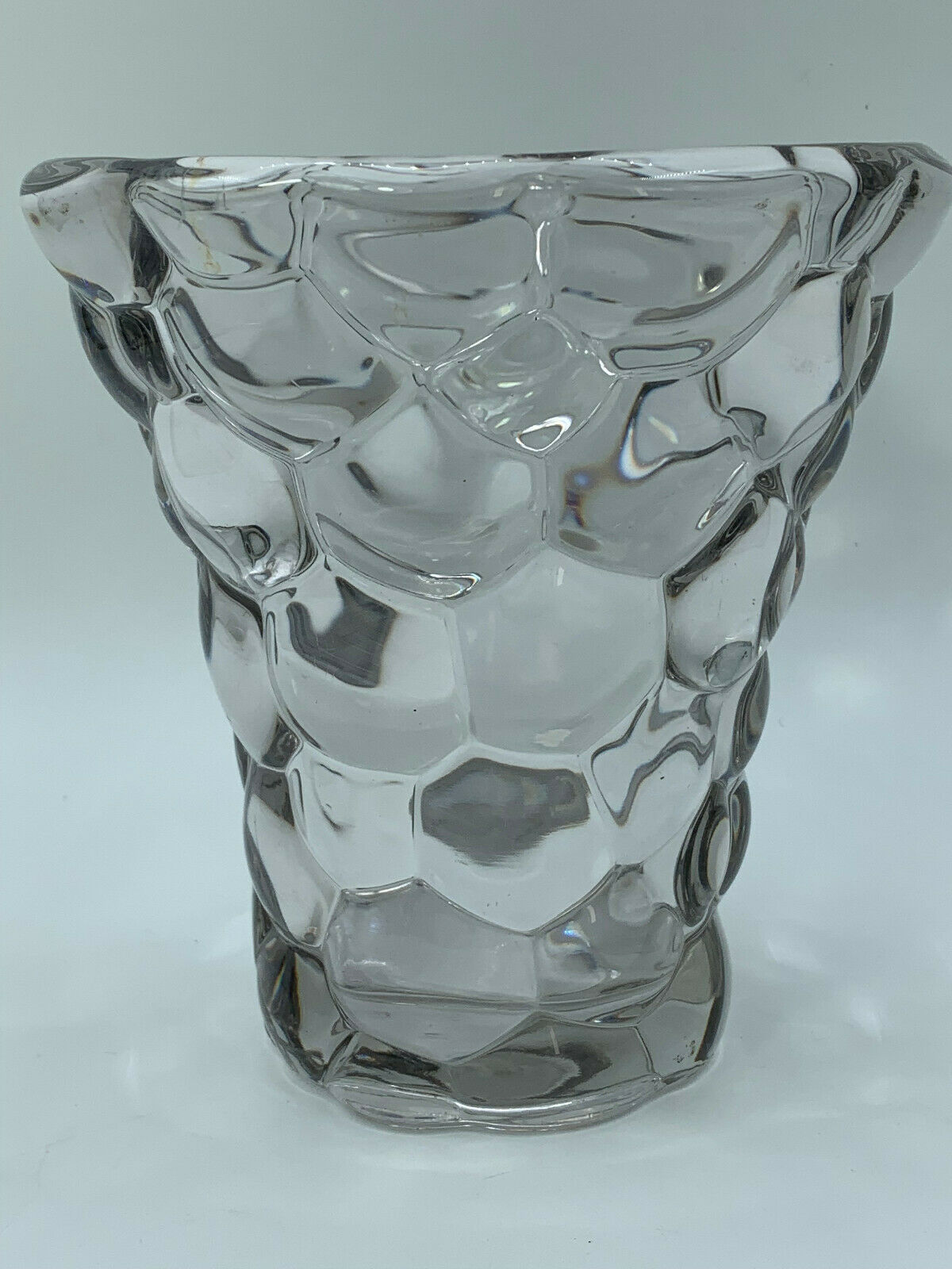 Glass vase or transparent crystal honeycomb art deco