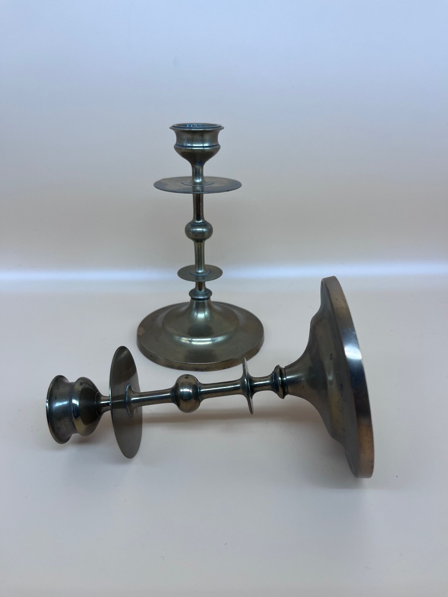 Pair of brass candle holders