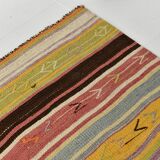 10x11 Yellow & Brown Ethnic Vintage Kilim Rug, 326x350Cm