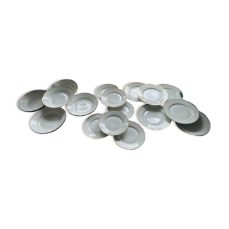 White porcelain and gilded edging set