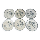 Set of 6 dessert plates model "Carnation", KG Lunéville, ironstone, 19th century.