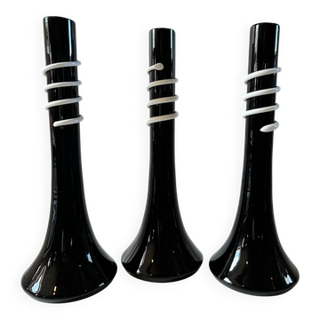 Makora, 3 Art Deco flower vases.