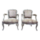 Pair of Louis XV style cabriolet armchairs in genoa velvet