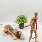 Dog to pull snoopy, file price toys, old wood toy