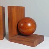 Wooden Art Deco bookends sphere decor