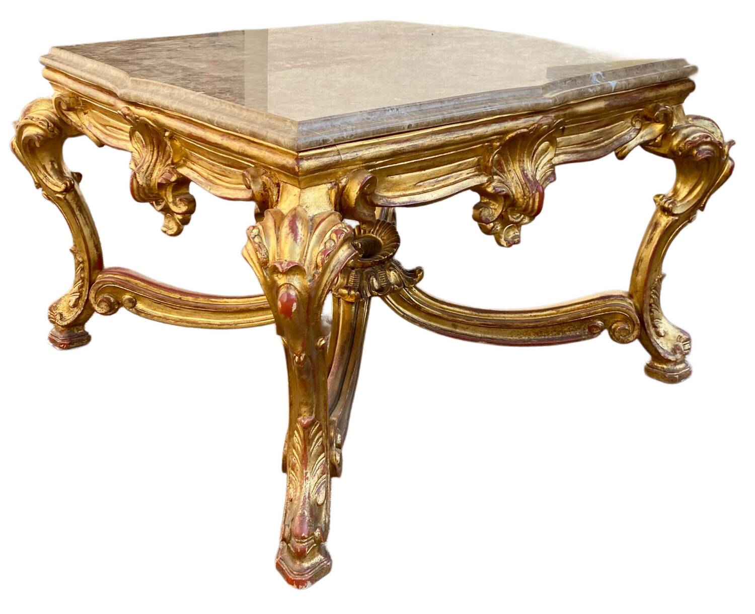 Table de milieu en bois doré table basse Louis XVI