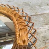 Vintage wicker flower mirror