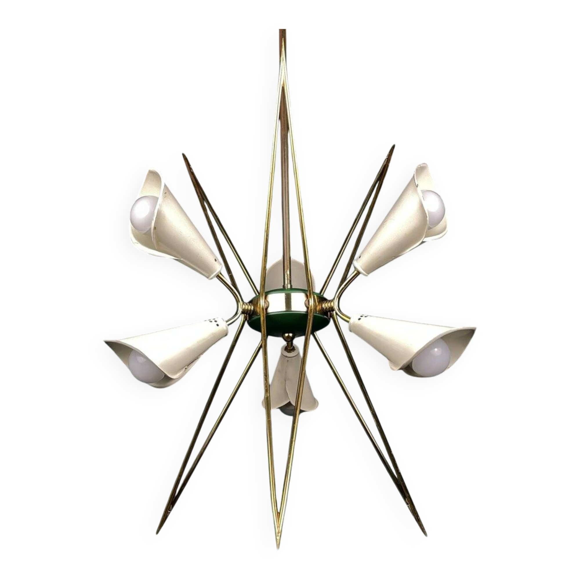 Metal chandelier mid-century modernist by Stilnovo, 1970s