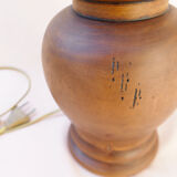 Vintage table lamp made of wood, opaline and brushed brass